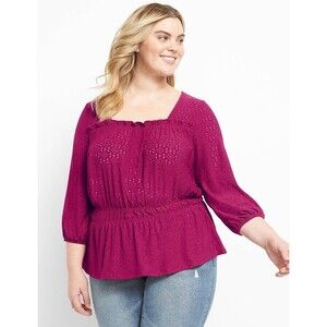 plus size women’s size 18/20 Lane Bryant new 3/4-Blouson-Sleeve Knit Blouse pink